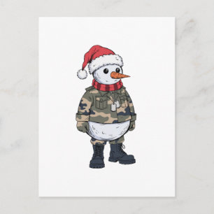 Carte Postale Soldat Bonhomme de Neige Noël 2026 Fête Militaire