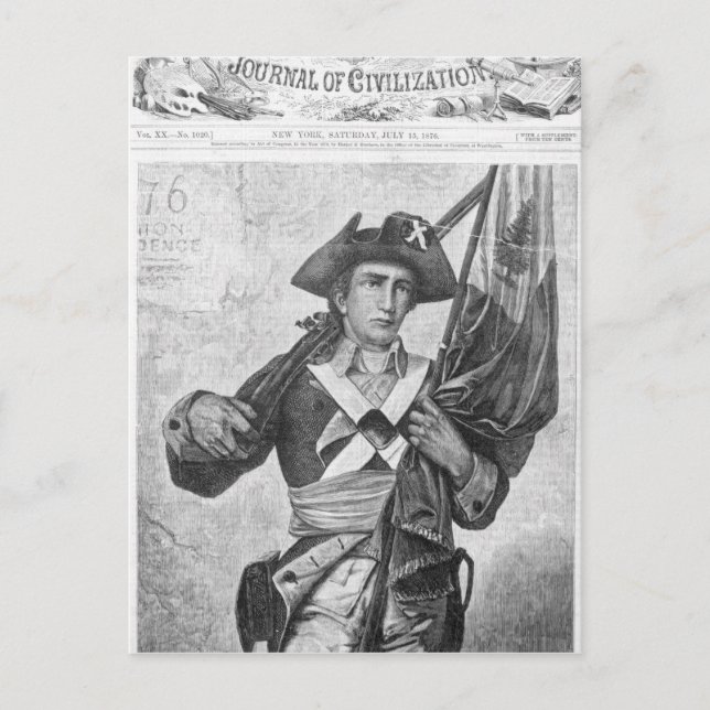 Carte Postale Soldat continental tenant un drapeau à museau (Devant)