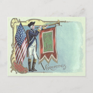 Carte Postale Soldat de guerre révolutionnaire American Flag Hor