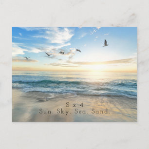 Carte Postale Soleil, Ciel. Mer. Sable. Scène Plage