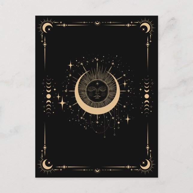 Carte Postale Soleil de lune de tarte de Boho (Devant)