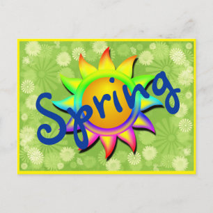 Carte Postale Soleil de printemps et fleurs