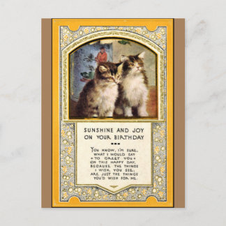 Carte Postale Soleil et joie à votre anniversaire, vintage