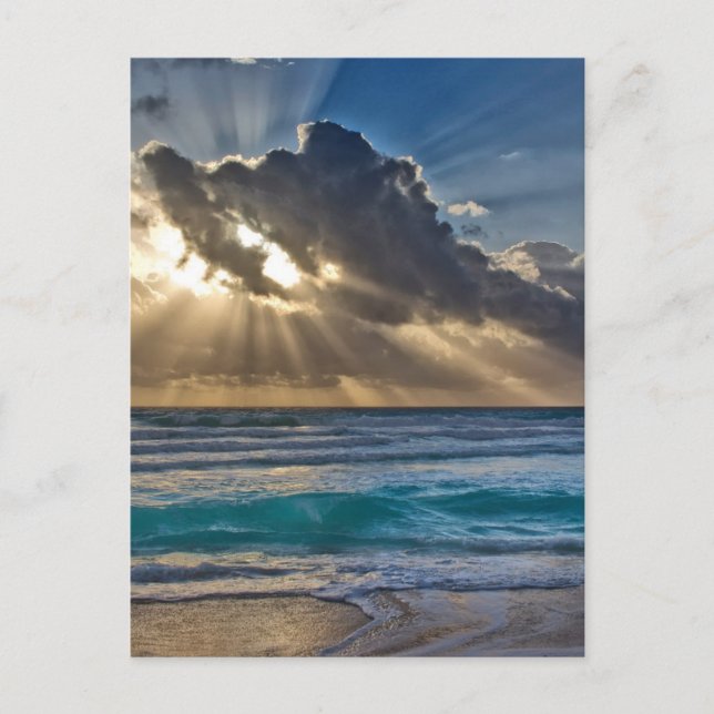 Carte Postale Soleil et nuages sur l'océan (Devant)