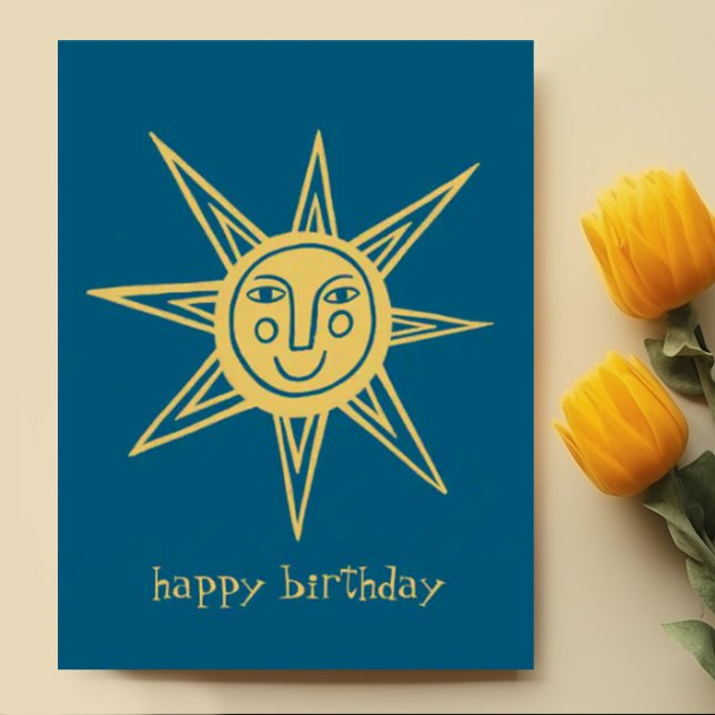 Carte Postale Soleil joyeux JOYEUX ANNIVERSAIRE PERSONNALISÉ (Happy birthday sun custom postcard, add your own text)