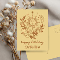 Soleil Lune & Roses Boho Magique ANNIVERSAIRE NOM 