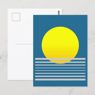 Carte Postale Soleil orange Abstrait et paysage marin