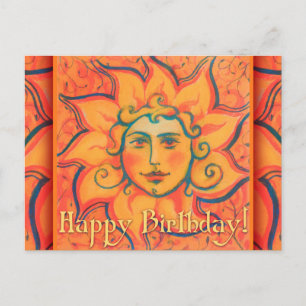 Carte Postale Soleil souriant, Art Imaginaire Fairytale, Jaune o