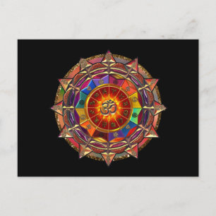Carte Postale Soleil Symbolique Or Mandala
