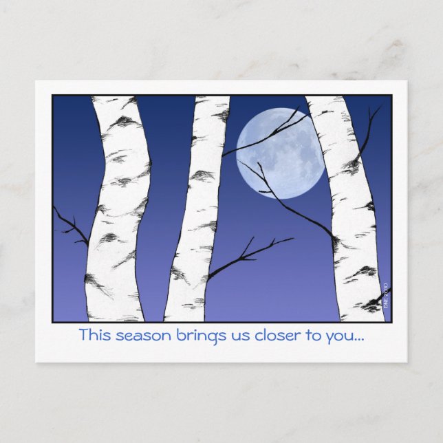Carte Postale Solstice de Birch d'hiver/Carte postale Yule (Devant)