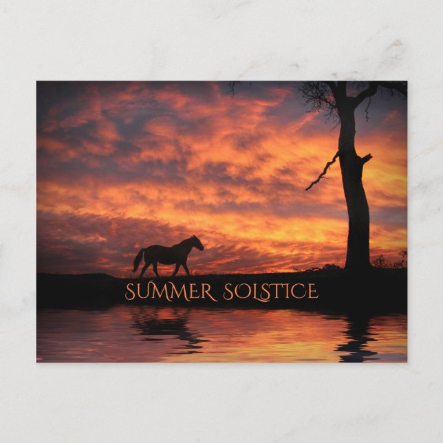 Carte Postale Solstice d'été Litha Horse et lever du soleil (Devant)