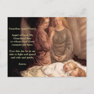 Carte Postale Sommeil - Deux anges gardiens et enfants