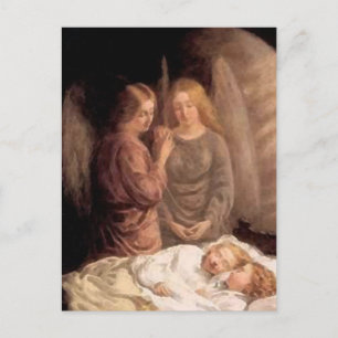 Carte Postale Sommeil - Deux anges gardiens et enfants