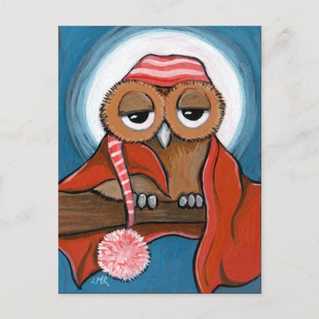 Carte postale somnolente de hibou (Devant)