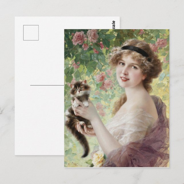 Carte Postale Son Petit Kitten par Emile Vernon (Devant / Derrière)
