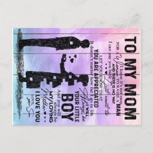 Carte Postale Son To My Mom Letter, Mother Birthday Gift