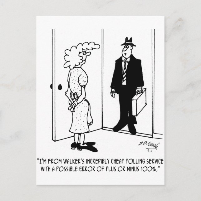 Carte Postale Sondage avec erreur possible de Plus ou moins 100% (Devant)