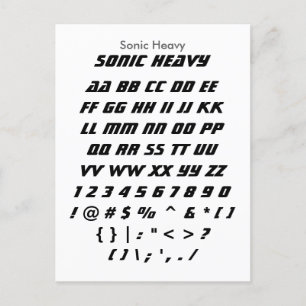 Carte Postale Sonic Heavy - Zazzle Font Sampler Sheet
