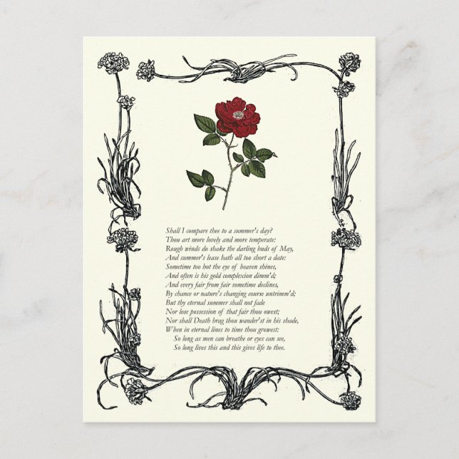 Carte Postale Sonnet # 18 par William Shakespeare (Devant)