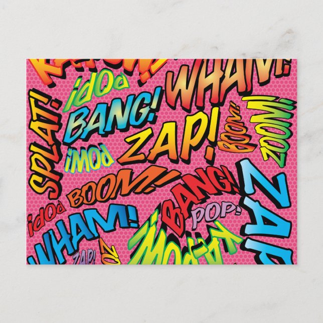 Carte Postale Sons d'art pop de bande dessinée rétro amusants (Devant)