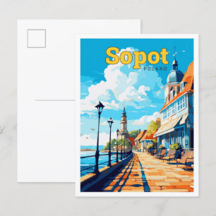 Carte Postale Sopot Pologne Voyage Vintage Illustration