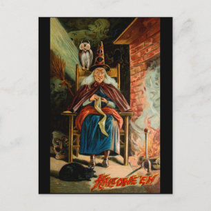 Carte Postale Sorcière au foyer