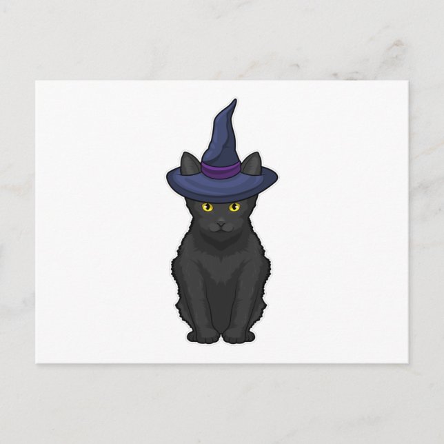 Carte Postale Sorcière Chat (Devant)