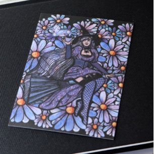 Carte Postale Sorcière de café violet Daisy Art                 