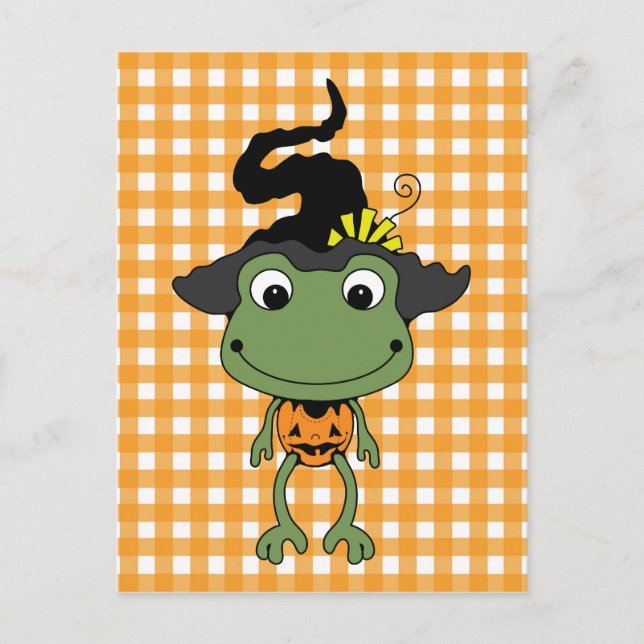 Carte Postale Sorcière de grenouille d'Halloween (Devant)