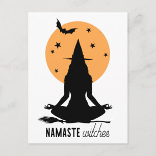 Carte Postale Sorcière de yoga d'Halloween contemporaine
