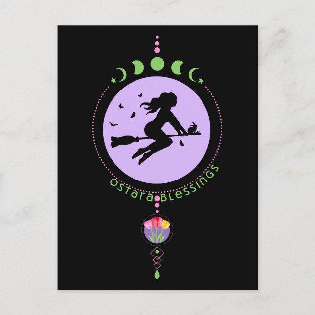 Carte Postale Sorcière des Bénédictions d'Ostara (Devant)