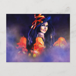 Carte Postale Sorcière Jack-O-Lantern
