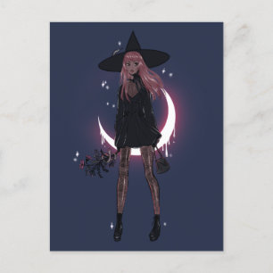 Carte Postale Sorcière Luna Rose 