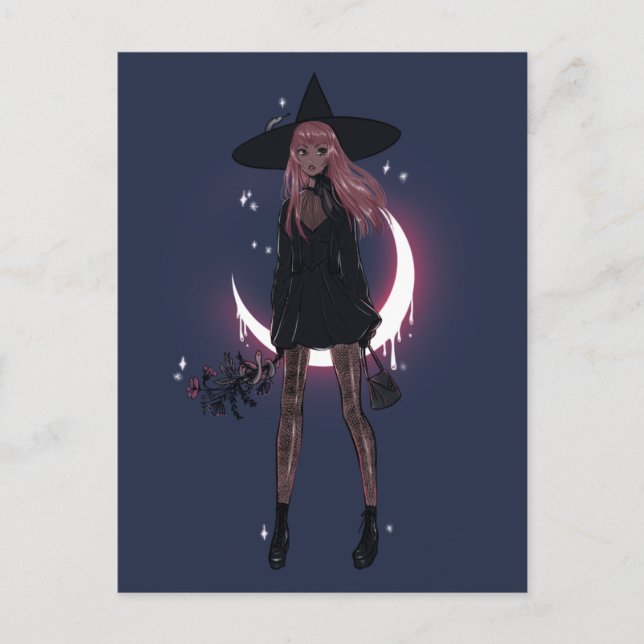 Carte Postale Sorcière Luna Rose (Devant)