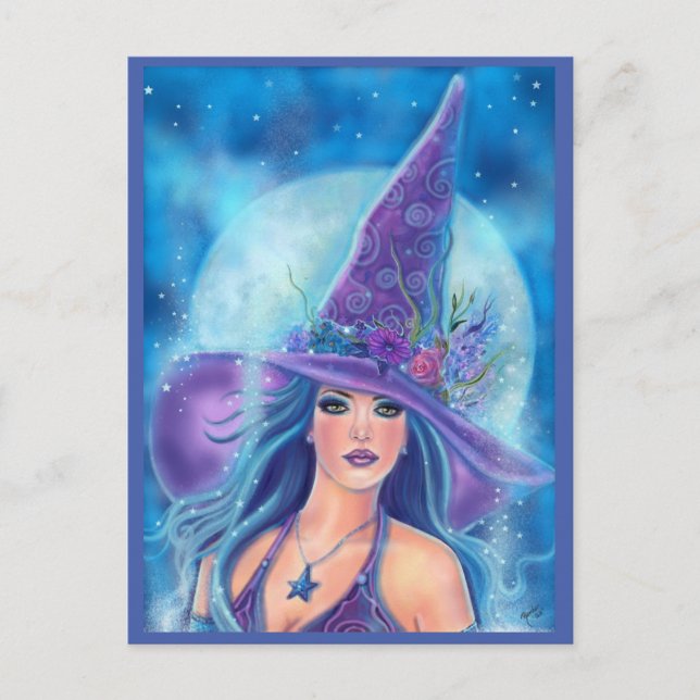 Carte Postale sorcière Mallory Halloween par Renee Lavoie (Devant)