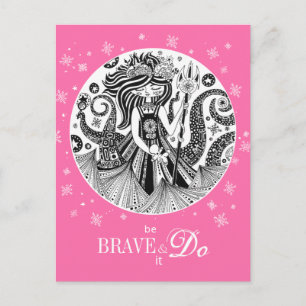 Carte Postale Sorcière marine en pain d'épices Rose