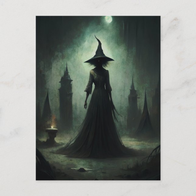 Carte Postale Sorcière noire d'Halloween (Devant)
