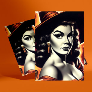 Carte Postale Sorcière Rétro Pin-up