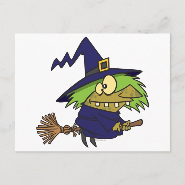 Carte Postale sorcière sorcière ridicule crapaud sur broomstick (Devant)