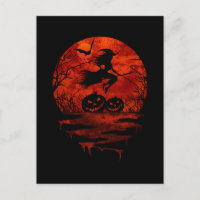 SORCIÈRE SUR BALAI LUNE ROUGE