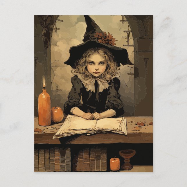 Carte Postale Sorcière vintage (Devant)