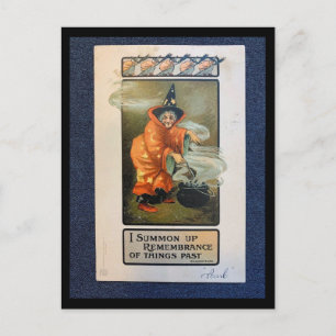 Carte Postale Sorcière vintage avec chaudron - Citation Shakespe