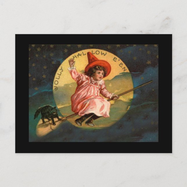 Carte Postale Sorcière vintage d'Halloween (Devant)