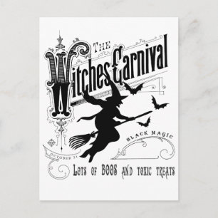 Carte Postale Sorcière vintage d'Halloween