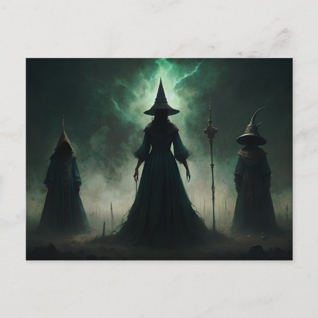 Carte Postale Sorcières gothiques de la lune d'Halloween (Devant)