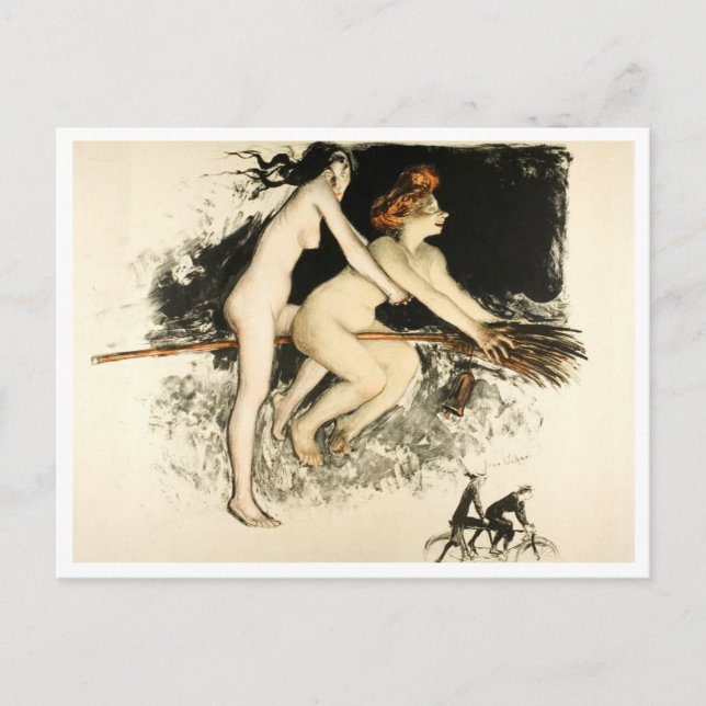 Carte Postale Sorcières, Jean Veber, Halloween, Homme et Femme (Devant)