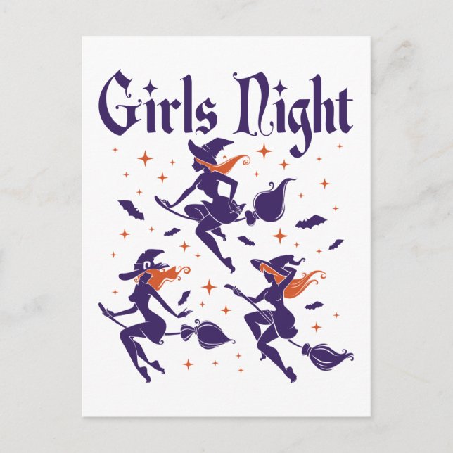 Carte Postale Sorcières nocturnes des filles d'Halloween sur Bro (Devant)