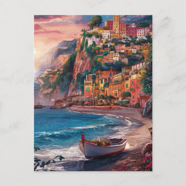 Carte Postale Sorrento Italie aquarelle Peinture (Devant)