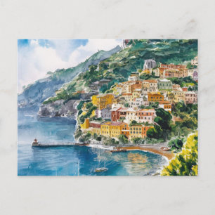 Carte Postale Sorrento Italie Peinture couleur eau