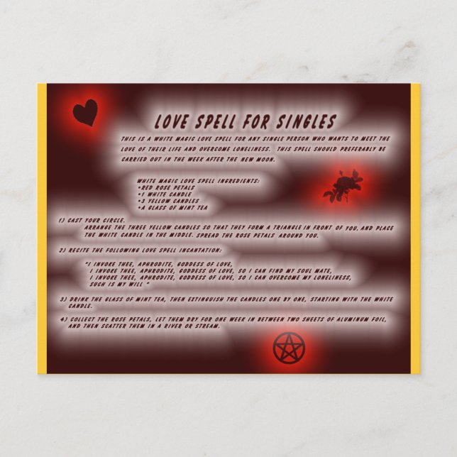 Carte Postale Sortilège d'amour wiccan (Devant)